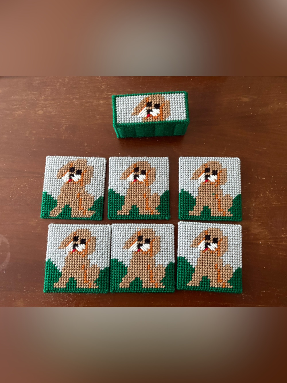 Set of 6 vintage handmade dog coasters